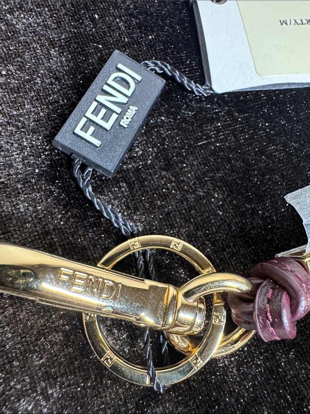Fendi Plum Leather Keychain Charm with Gold Hardware - Picture 3 of 7